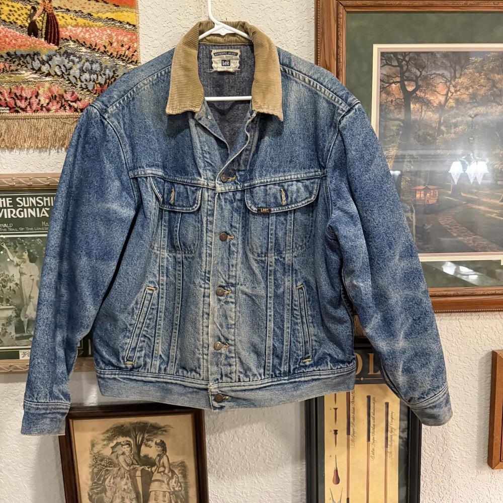 Vintage RARE Lee Blanket Lined Denim Jean Jacket Mens Corduroy 1889 Size Large